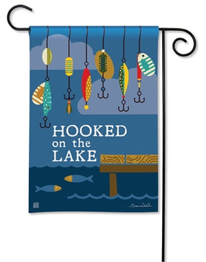 Hooked on the Lake Premium Garden Flag